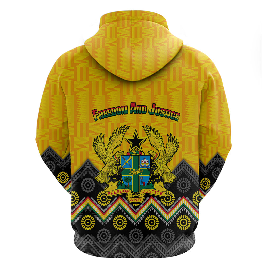 Ghana Hoodie Kente Pattern And Adinkra Pattern Mix Coat Of Arms