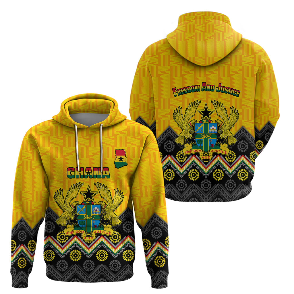 Ghana Hoodie Kente Pattern And Adinkra Pattern Mix Coat Of Arms