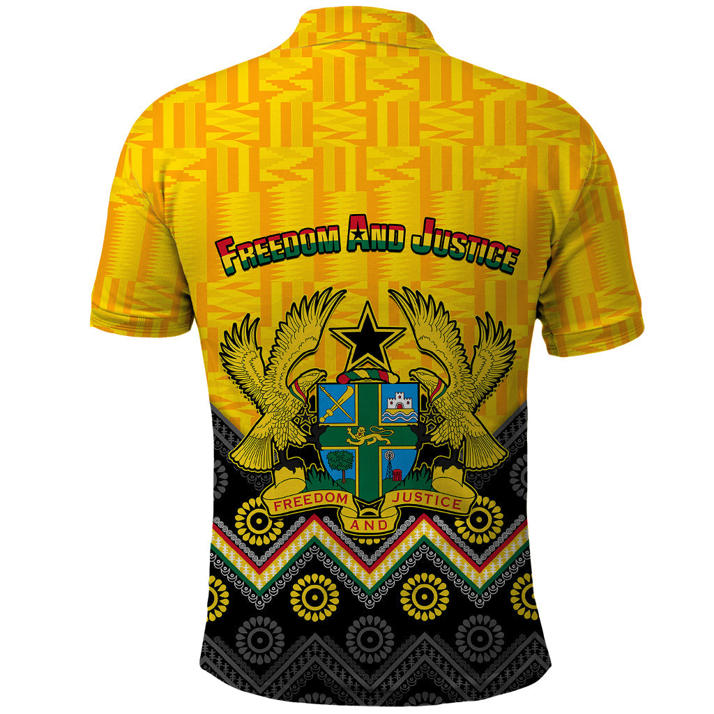 Ghana Polo Shirt Kente Pattern And Adinkra Pattern Mix Coat Of Arms