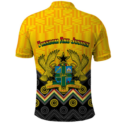 Ghana Polo Shirt Kente Pattern And Adinkra Pattern Mix Coat Of Arms