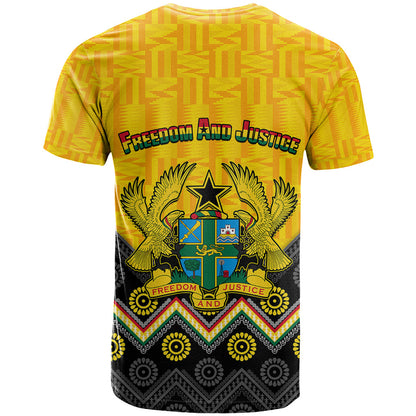Ghana T Shirt Kente Pattern And Adinkra Pattern Mix Coat Of Arms