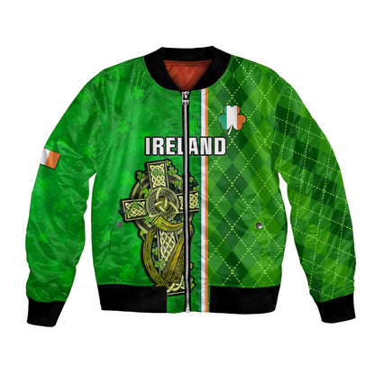 Ireland Bomber Jacket Cross With Shamrock Simple Style