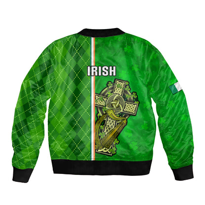 Ireland Bomber Jacket Cross With Shamrock Simple Style