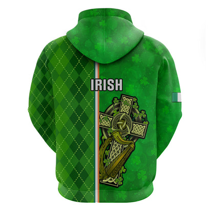 Ireland Hoodie Cross With Shamrock Simple Style