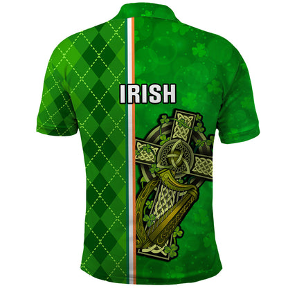 Ireland Polo Shirt Cross With Shamrock Simple Style