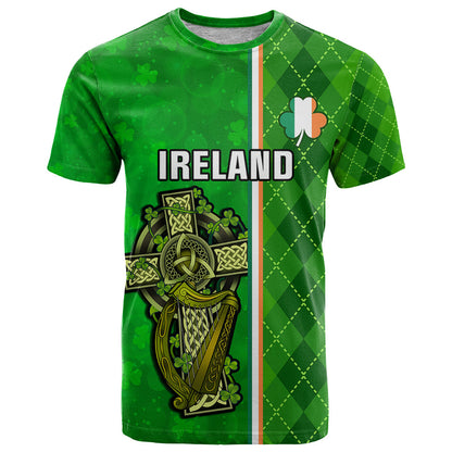 Ireland T Shirt Cross With Shamrock Simple Style