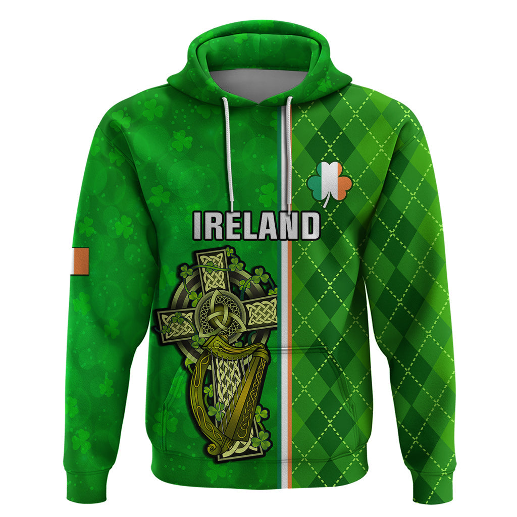 Personalised Ireland Hoodie Cross With Shamrock Simple Style