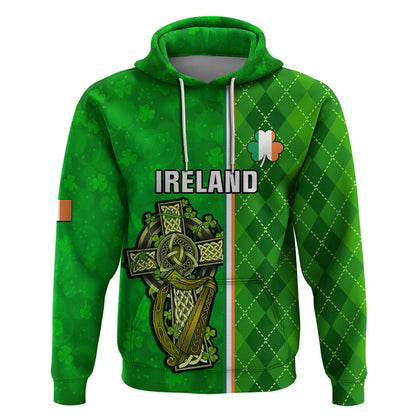 Personalised Ireland Hoodie Cross With Shamrock Simple Style