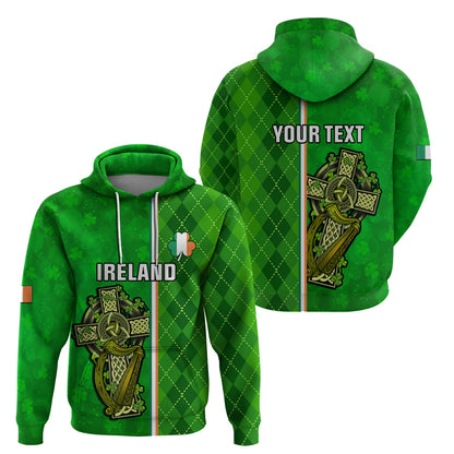 Personalised Ireland Hoodie Cross With Shamrock Simple Style