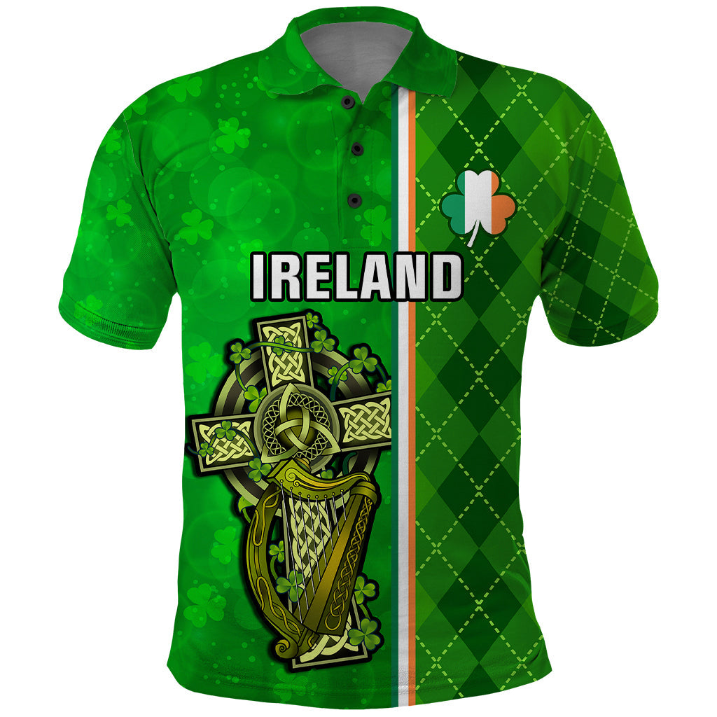 Personalised Ireland Polo Shirt Cross With Shamrock Simple Style