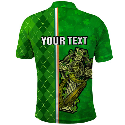 Personalised Ireland Polo Shirt Cross With Shamrock Simple Style