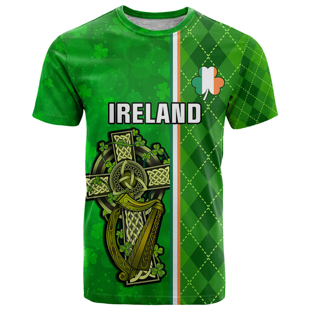 Personalised Ireland T Shirt Cross With Shamrock Simple Style