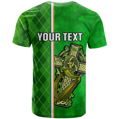 Personalised Ireland T Shirt Cross With Shamrock Simple Style
