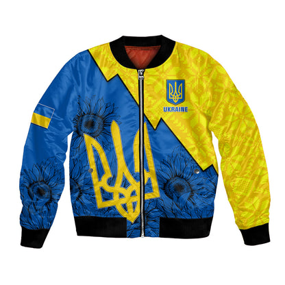 Ukraine Bomber Jacket Sunflower With Ukraine Folk Patterns TS06