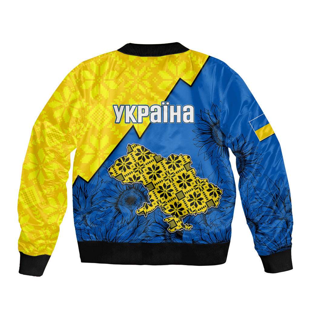Ukraine Bomber Jacket Sunflower With Ukraine Folk Patterns TS06