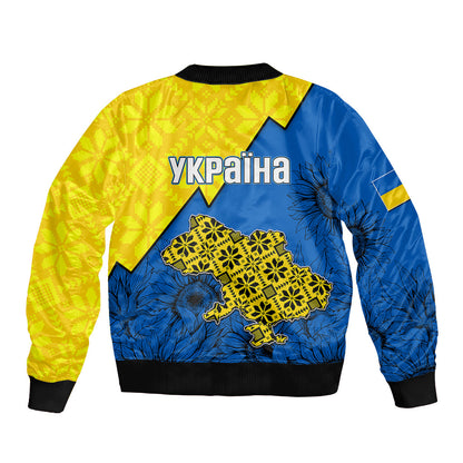Ukraine Bomber Jacket Sunflower With Ukraine Folk Patterns TS06