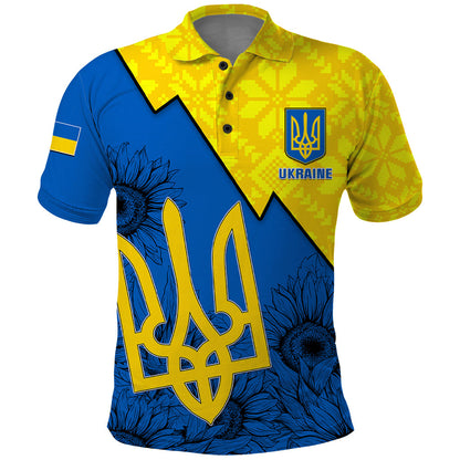 Personalised Ukraine Polo Shirt Sunflower With Ukraine Folk Patterns TS06