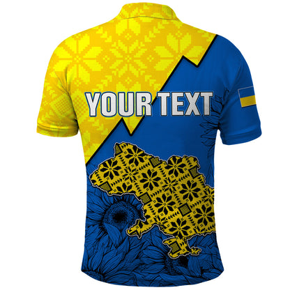 Personalised Ukraine Polo Shirt Sunflower With Ukraine Folk Patterns TS06