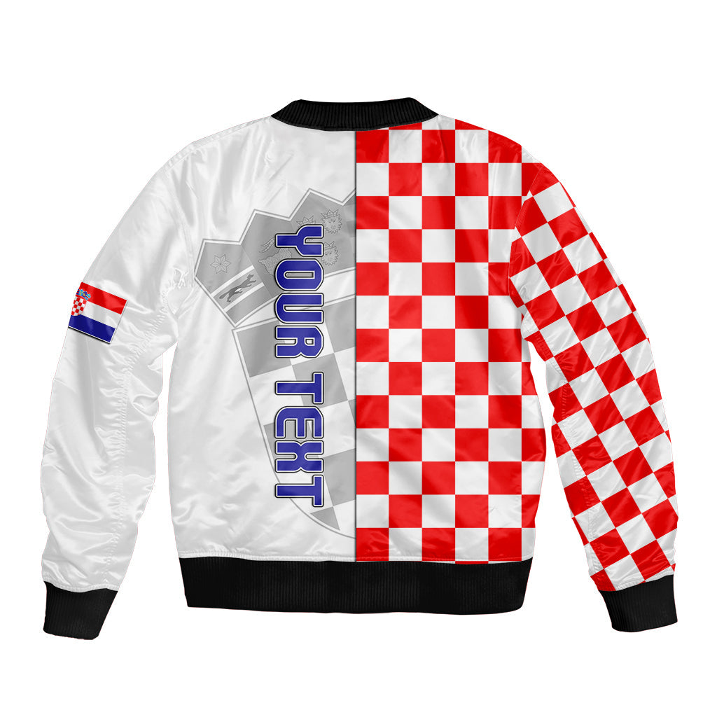 Personalised Croatia Bomber Jacket Chessboard Mix Coat Of Arms