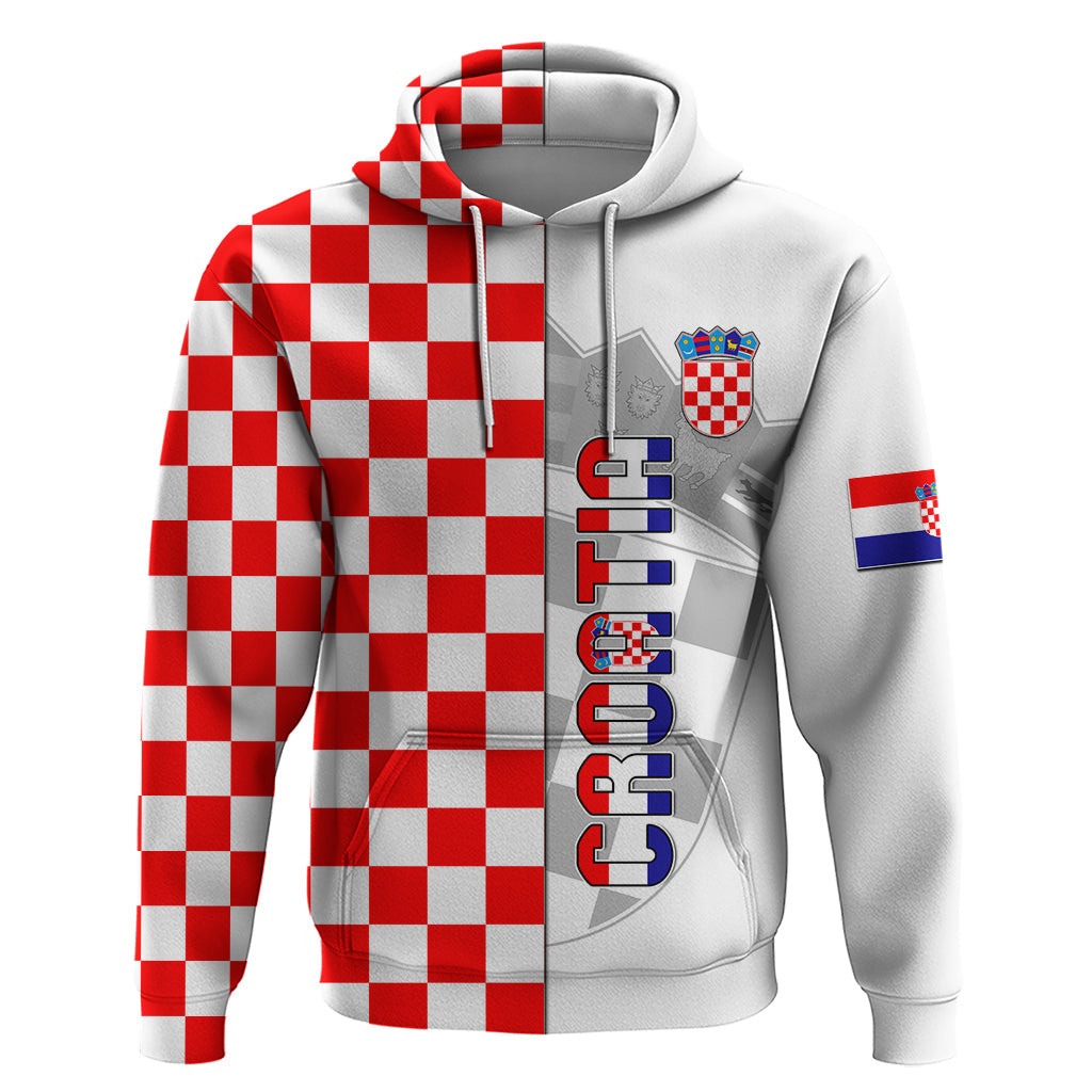 Personalised Croatia Hoodie Chessboard Mix Coat Of Arms
