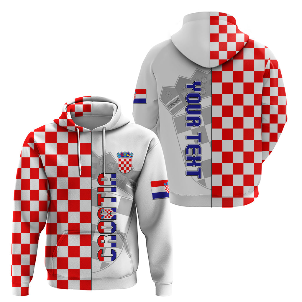 Personalised Croatia Hoodie Chessboard Mix Coat Of Arms