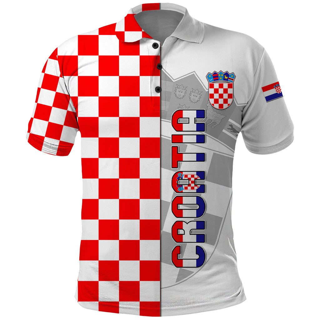 Personalised Croatia Polo Shirt Chessboard Mix Coat Of Arms