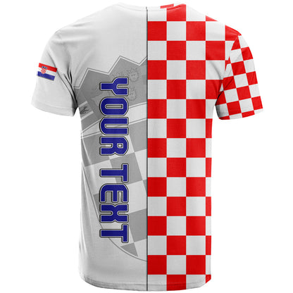 Personalised Croatia T Shirt Chessboard Mix Coat Of Arms