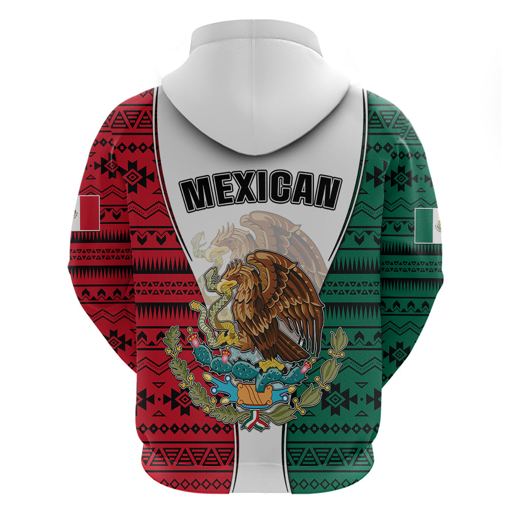 Mexico Hoodie Coat Of Arms With Mexican Aztec Pattern