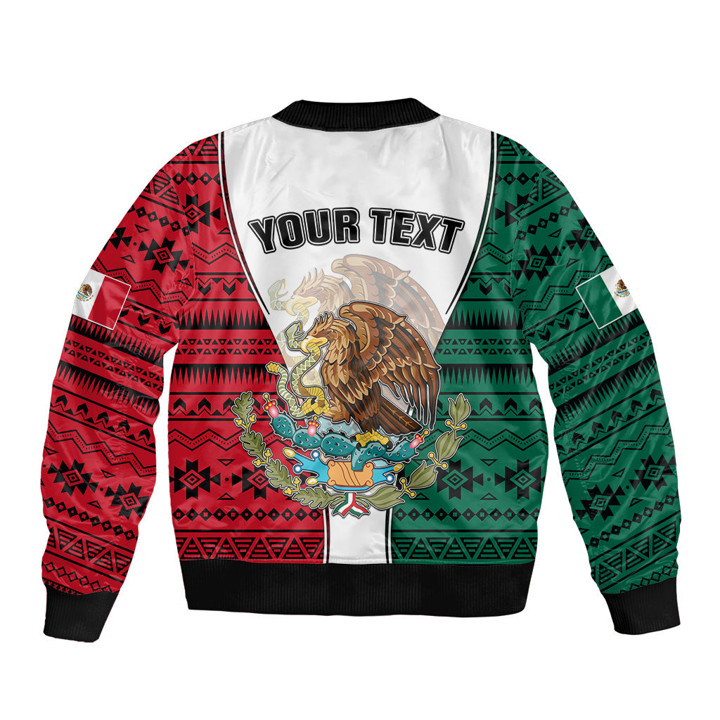 Personlised Mexico Sleeve Zip Bomber Jacket Coat Of Arms With Mexican Aztec Pattern