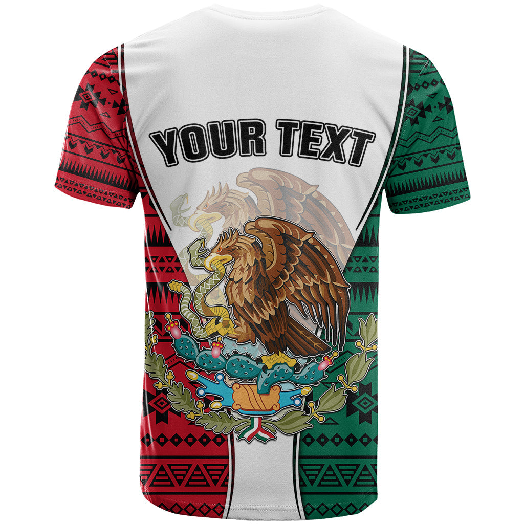 Personlised Mexico T Shirt Coat Of Arms With Mexican Aztec Pattern