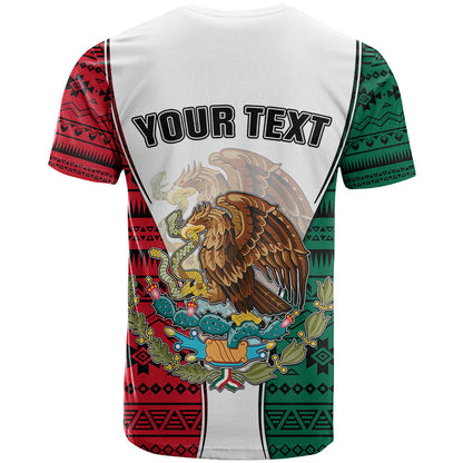 Personlised Mexico T Shirt Coat Of Arms With Mexican Aztec Pattern