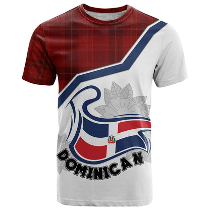 Dominican Republic T Shirt Dominicana Plaid Pattern Mix Coat Of Arms TS06