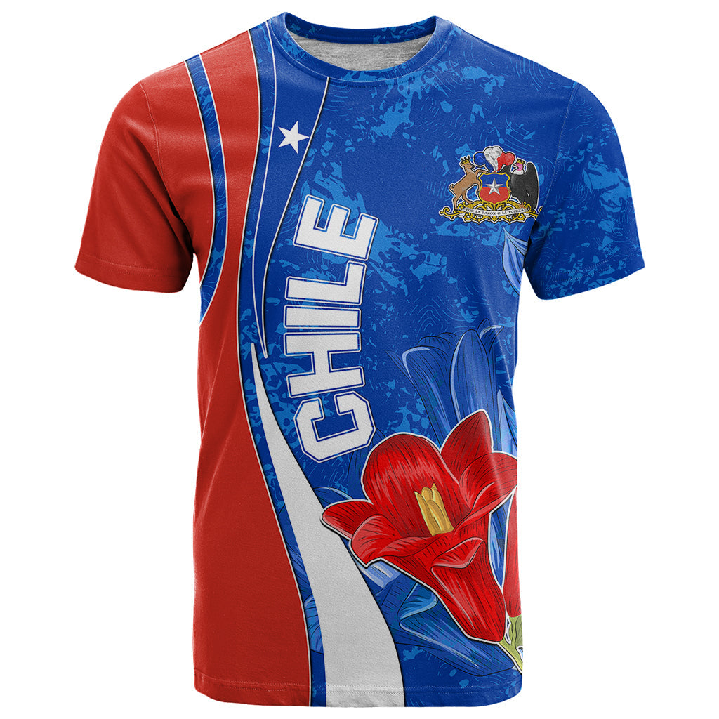 Custom Chile T Shirt Copihue With Flag