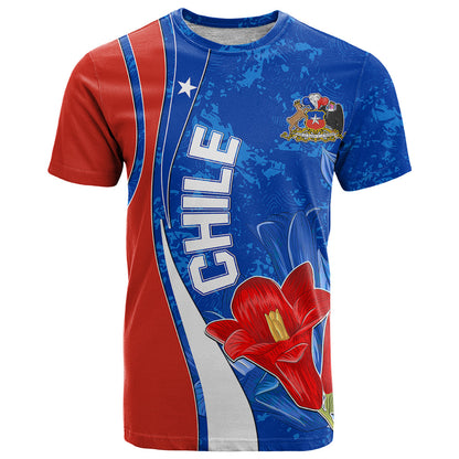 Custom Chile T Shirt Copihue With Flag
