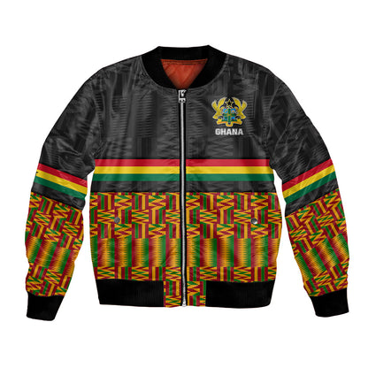 Ghana Bomber Jacket Kente Pattern With Coat Of Arms