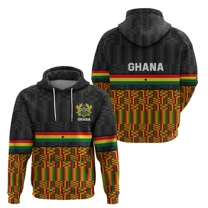Ghana Hoodie Kente Pattern With Coat Of Arms