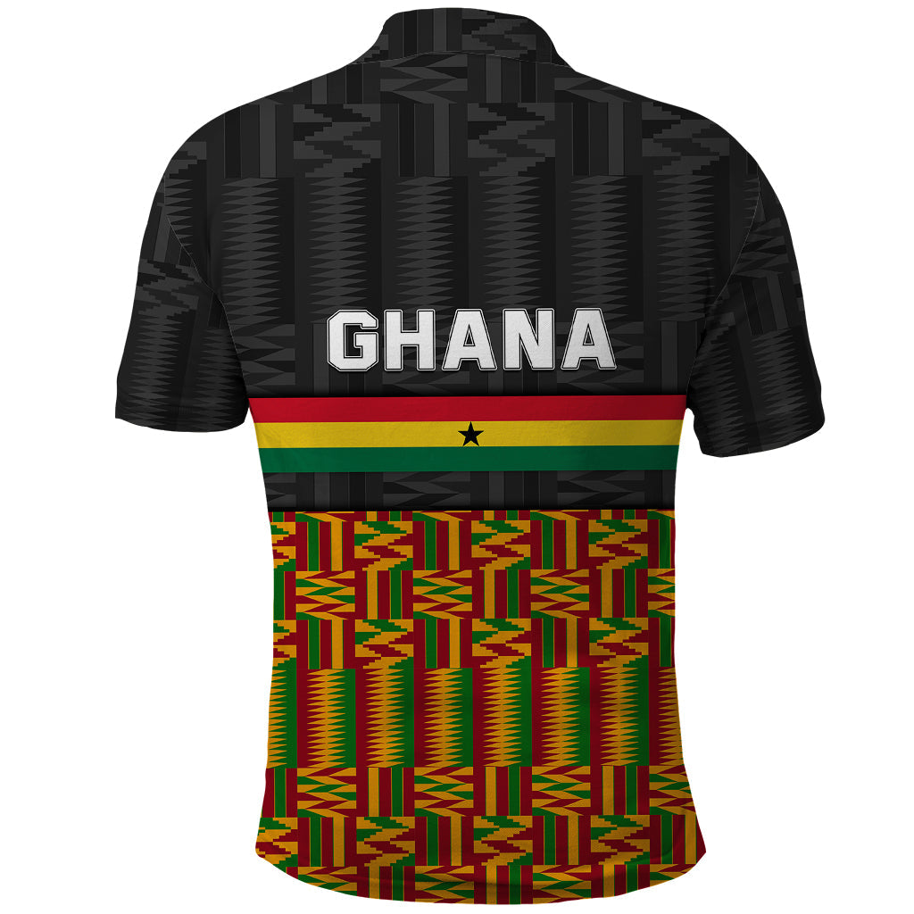 Ghana Polo Shirt Kente Pattern With Coat Of Arms