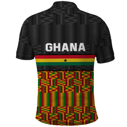 Ghana Polo Shirt Kente Pattern With Coat Of Arms