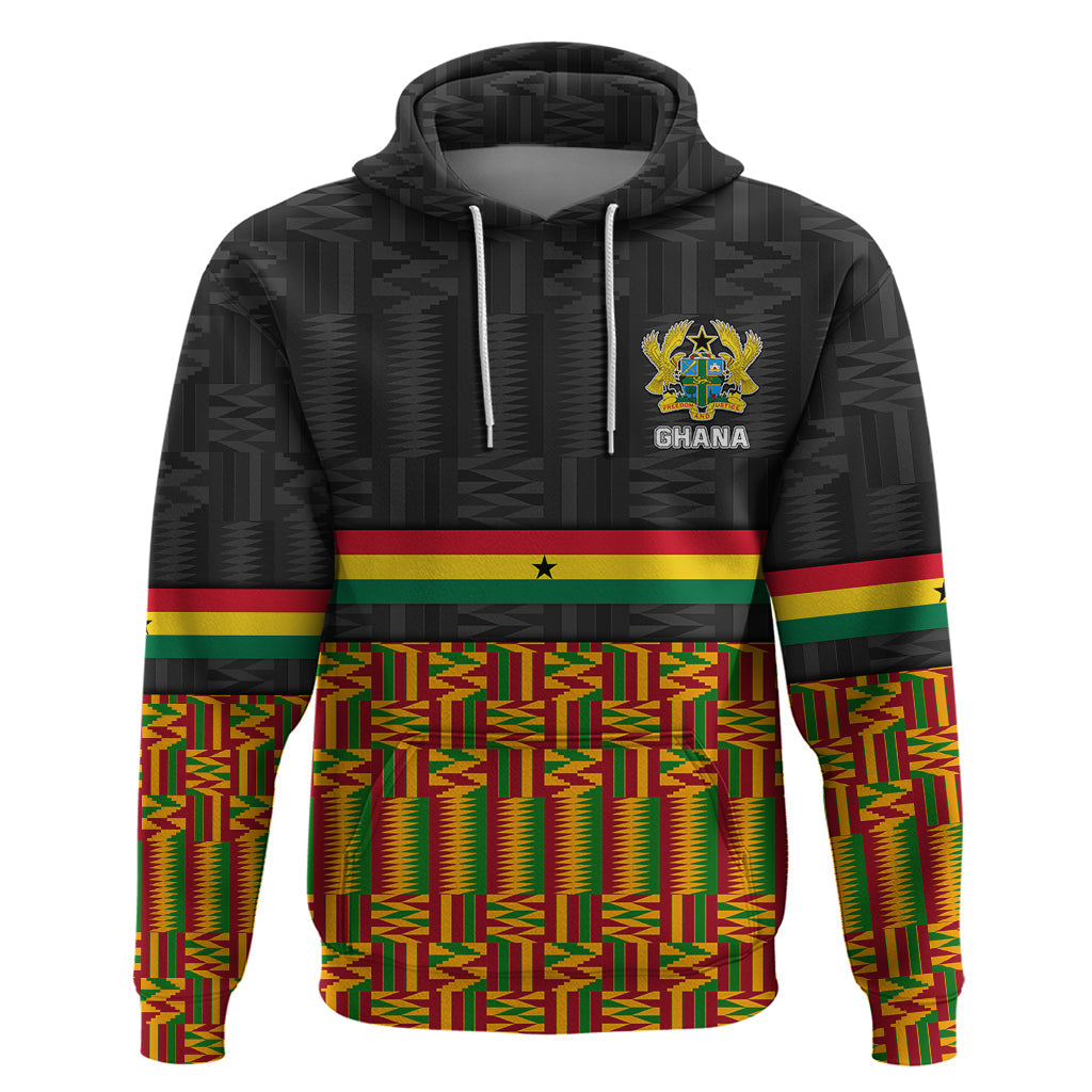 Custom Ghana Hoodie Kente Pattern With Coat Of Arms