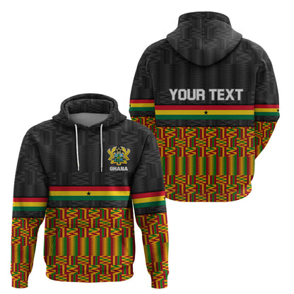 Custom Ghana Hoodie Kente Pattern With Coat Of Arms