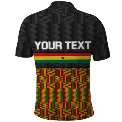 Custom Ghana Polo Shirt Kente Pattern With Coat Of Arms