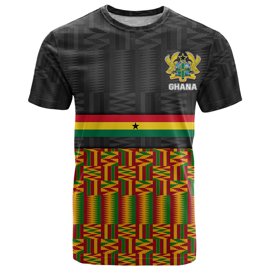 Custom Ghana T Shirt Kente Pattern With Coat Of Arms