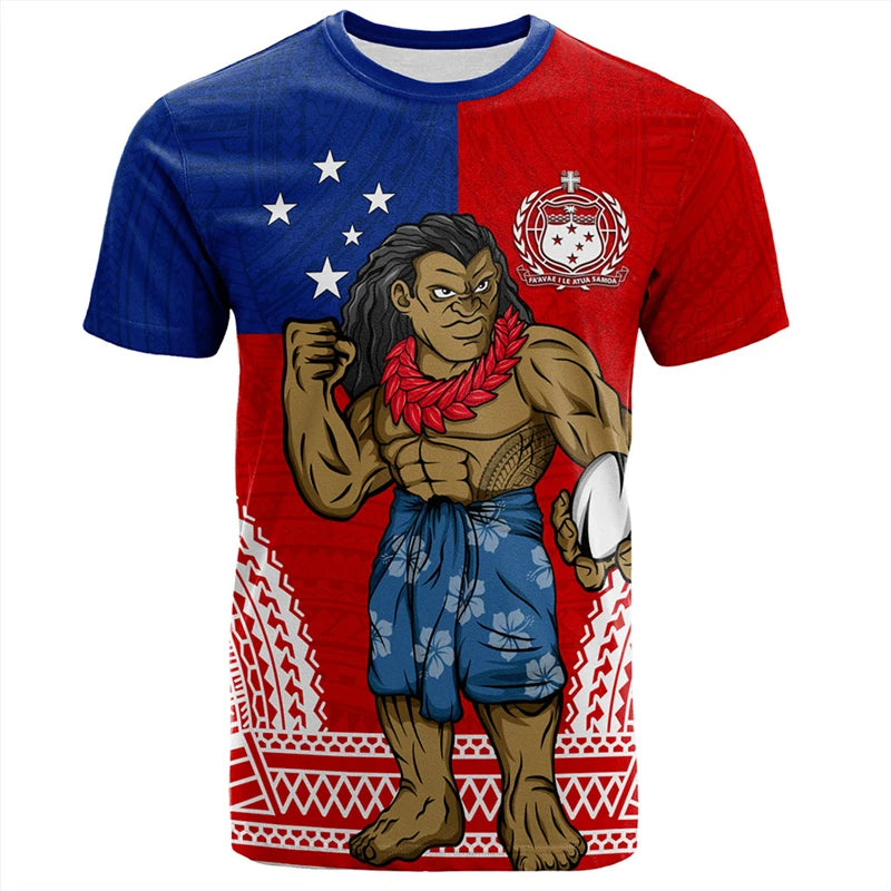 Samoa Coat Of Arms T - Shirt - Polynesian Tribal Patterns Samoa Rugby Shirt