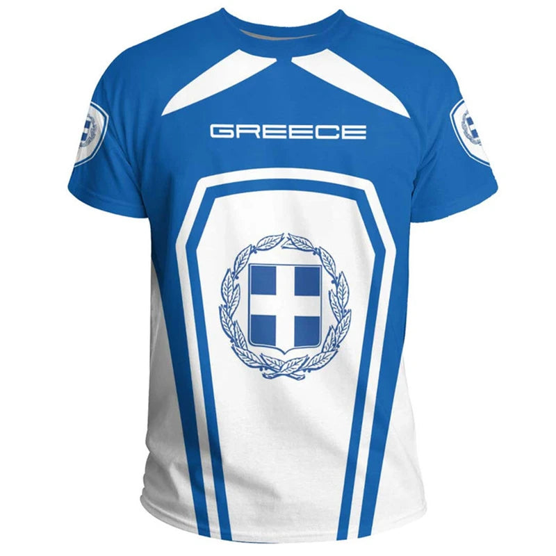 Greece Coat Of Arms T Shirt  Hellas National Emblem Blue Shirt