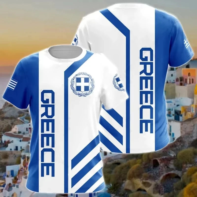 Greece Blue T Shirt Hellas Coat Of Arms Unisex Printed Shirt