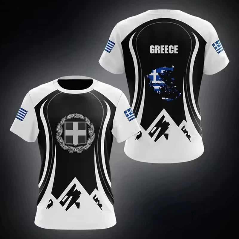 Greece Shirt Hellas Coat Of Arms Unisex Printed Black T Shirt Curve Style