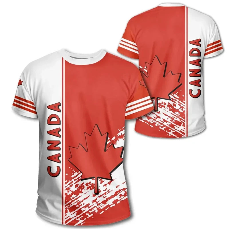 Canada Flag T Shirt Canada Flag Maple Leaf Painting Style Red Shirt