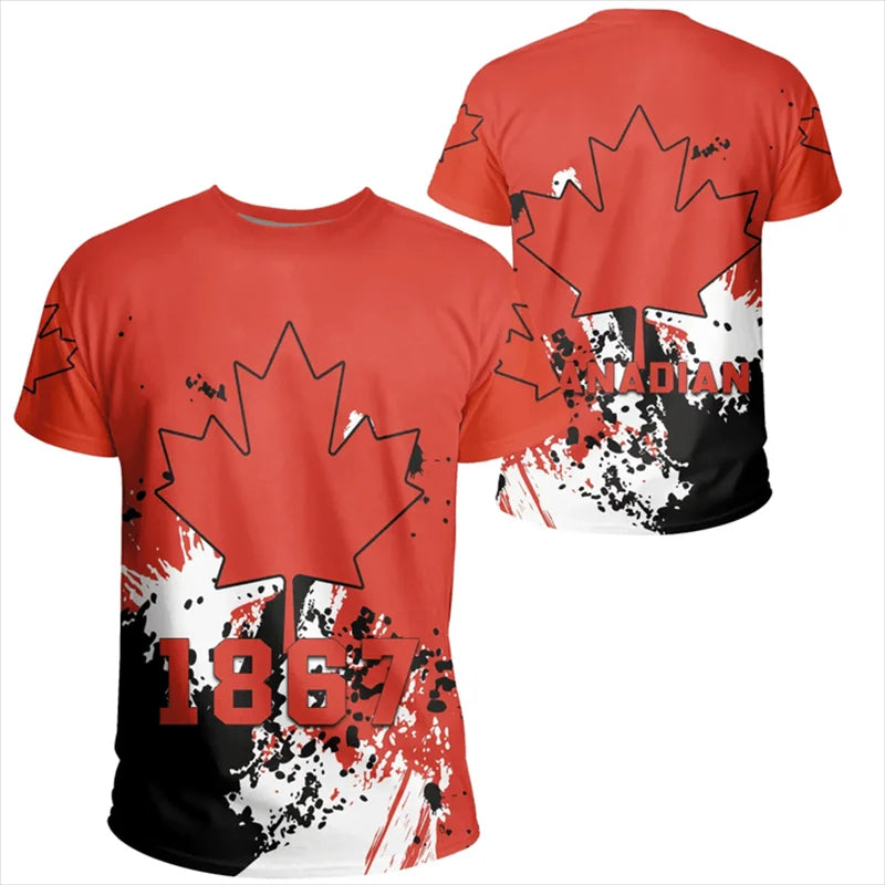 Canada 1867  T Shirt Canada Flag Maple Leaf Printd Red Shirt