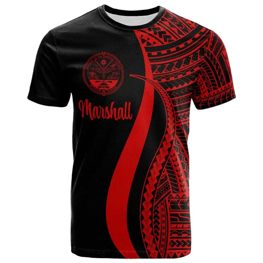Marshall Islands T Shirt Polynesian Pattern Style Red Color Printed Shirt