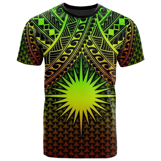 Marshall Islands T Shirt Polynesian Tribal Pattern Style Printed Shirt
